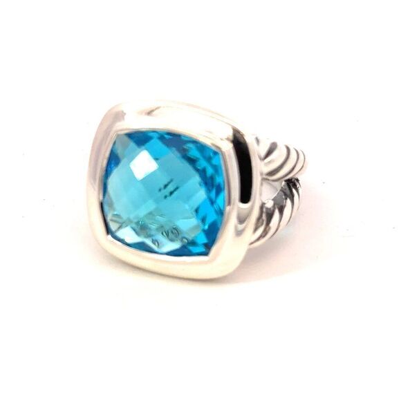 David Yurman Blue Topaz Ring Size 7 Sterling Silver Estate DY599 - Picture 5 of 7